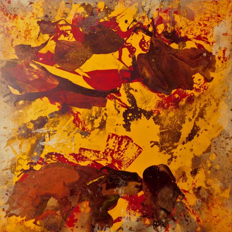 <strong>Dimension:</strong> 100 x 100 cm <strong>Technique:</strong> mixed technique on canvas <strong>Edition:</strong> unique <strong>Status:</strong> available