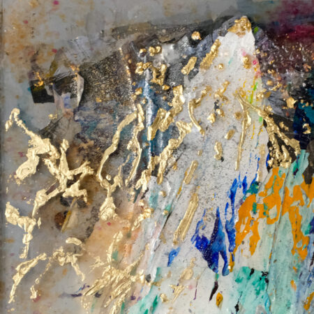 <strong>Dimension:</strong> 40 x 40 x 7 cm <strong>Technique:</strong> acrylic, resin, gold foil <strong>Edition:</strong> unique <strong>Status:</strong> available