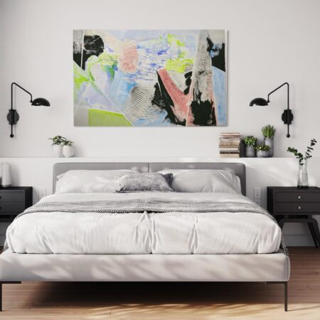 <strong>Dimension:</strong> 100 x 160 cm <strong>Technique:</strong> acrylic, copolymer paste on canvas <strong>Edition:</strong> unique <strong>Status:</strong> available