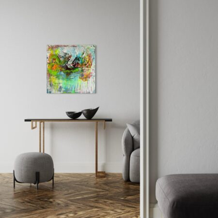 <strong>Dimension:</strong> 70 x 70 cm <strong>Technique:</strong> acrylic, resin, modeling paste on canvas <strong>Edition:</strong> unique <strong>Status:</strong> available
